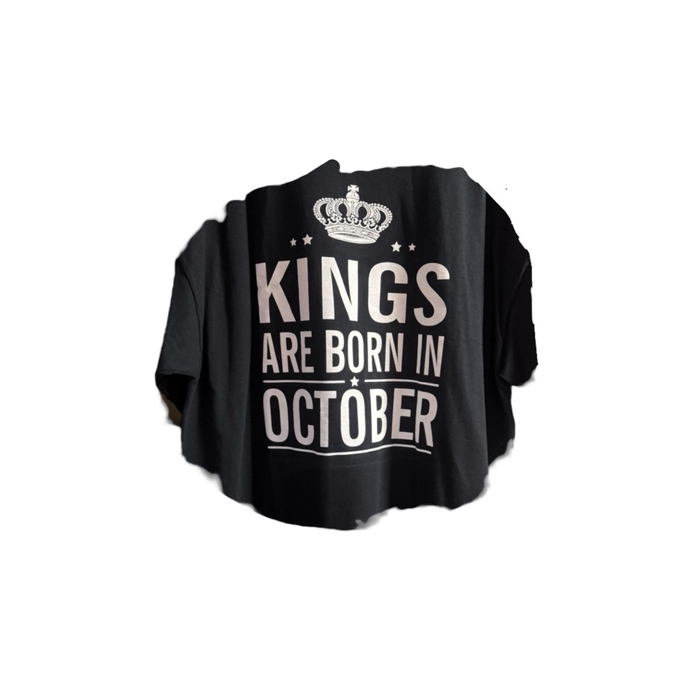 Men’s XXL Black Graphic T-Shirt - Kings Are Born in October